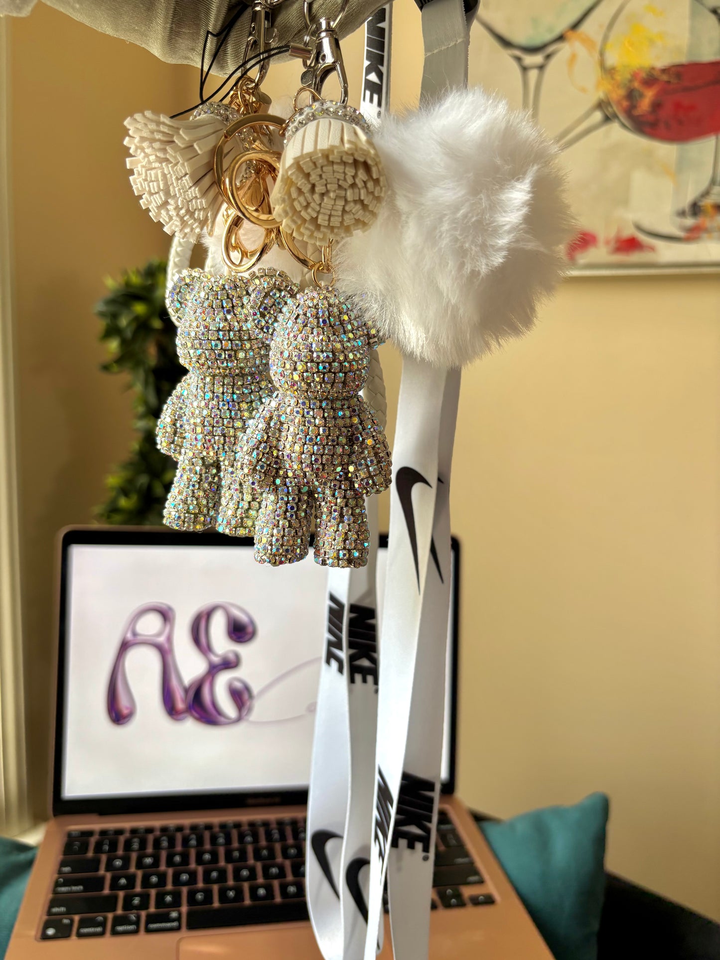 White Boujie Bear Keychain