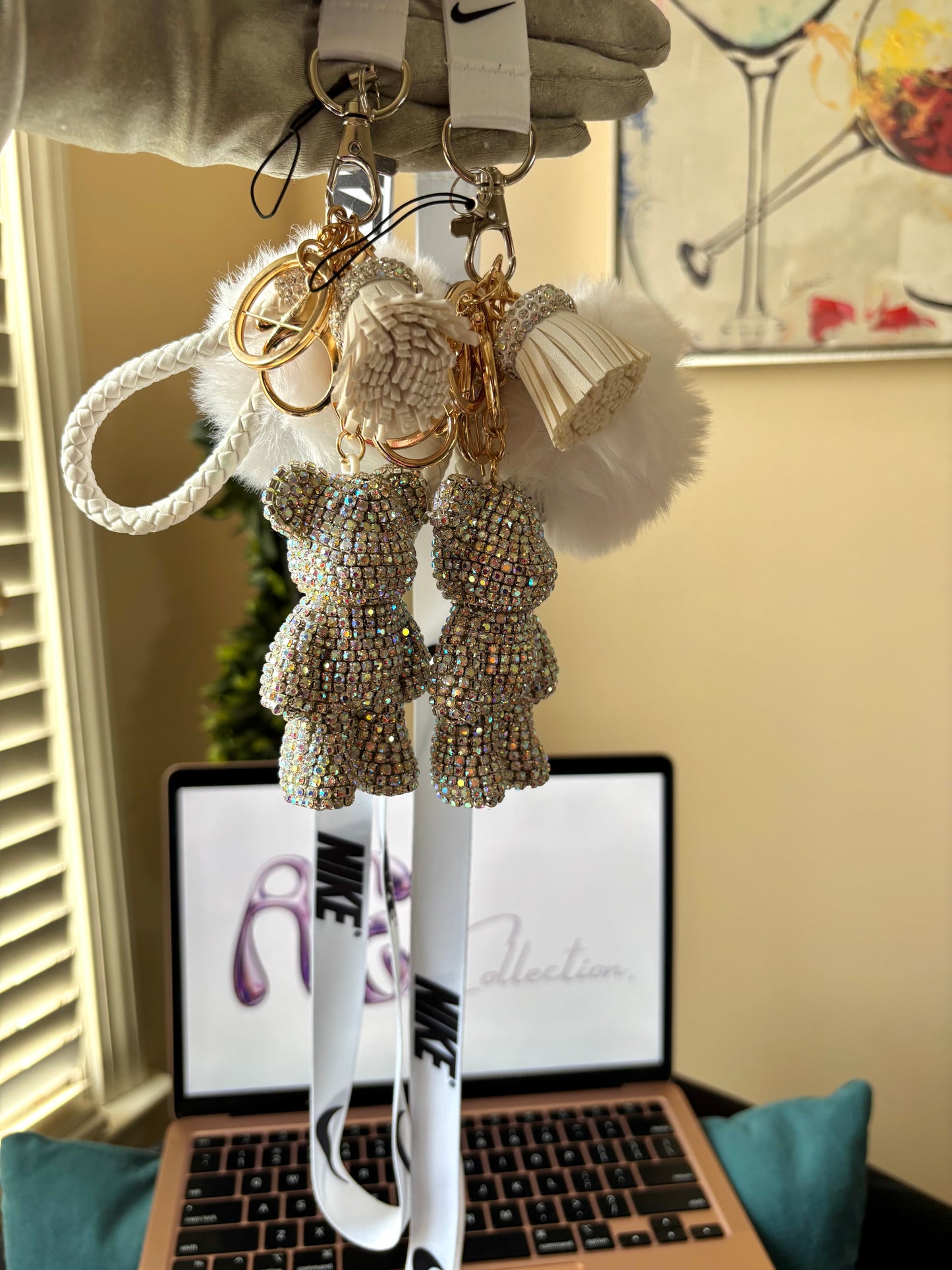 White Boujie Bear Keychain