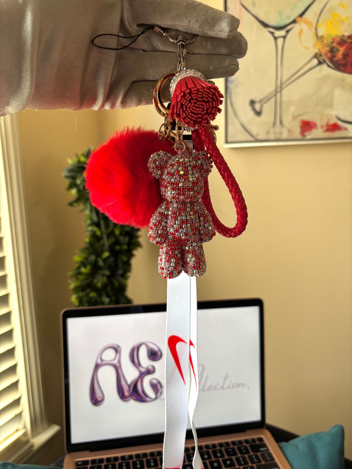 Red Boujie Bear Keychain