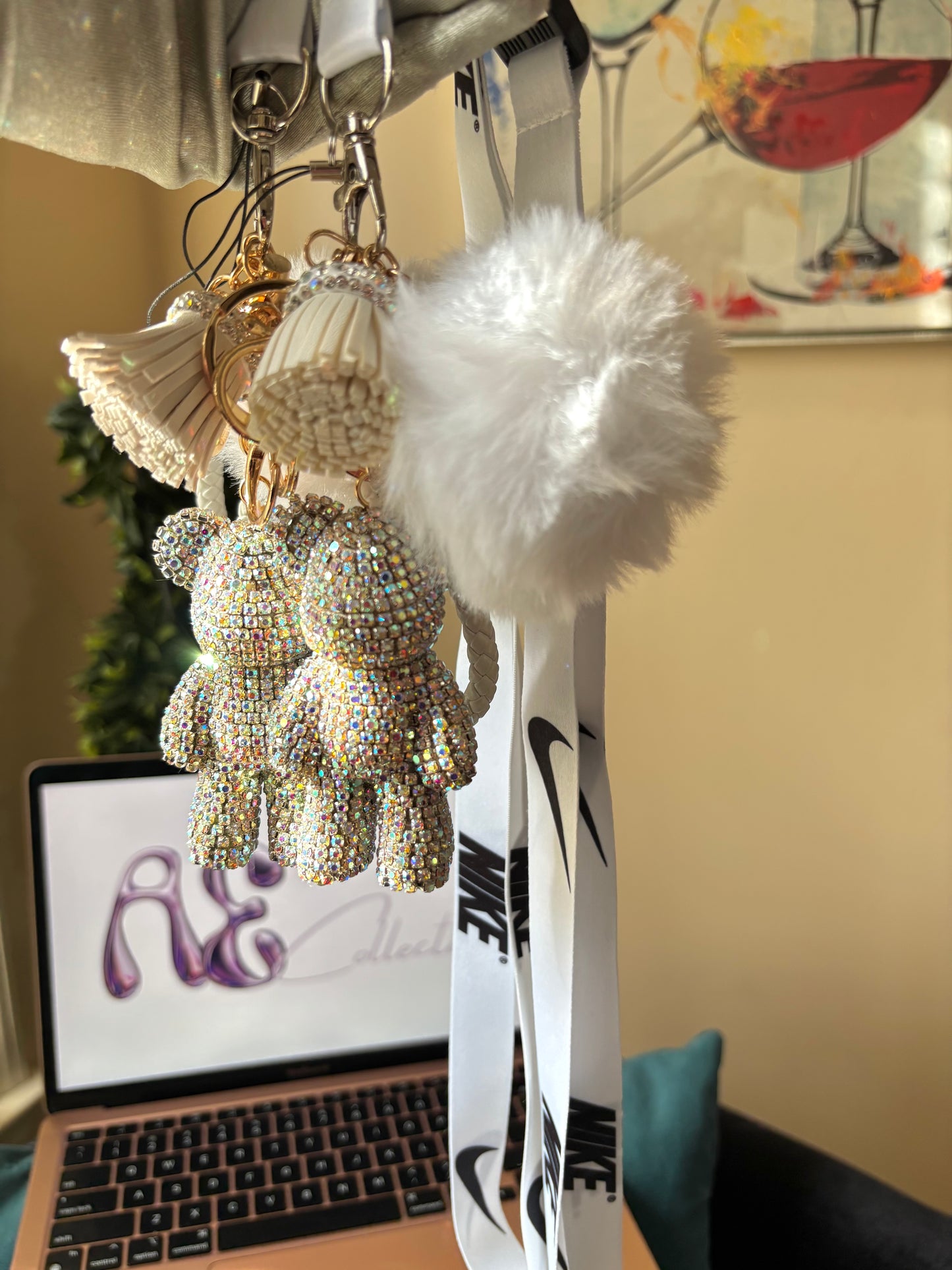 White Boujie Bear Keychain